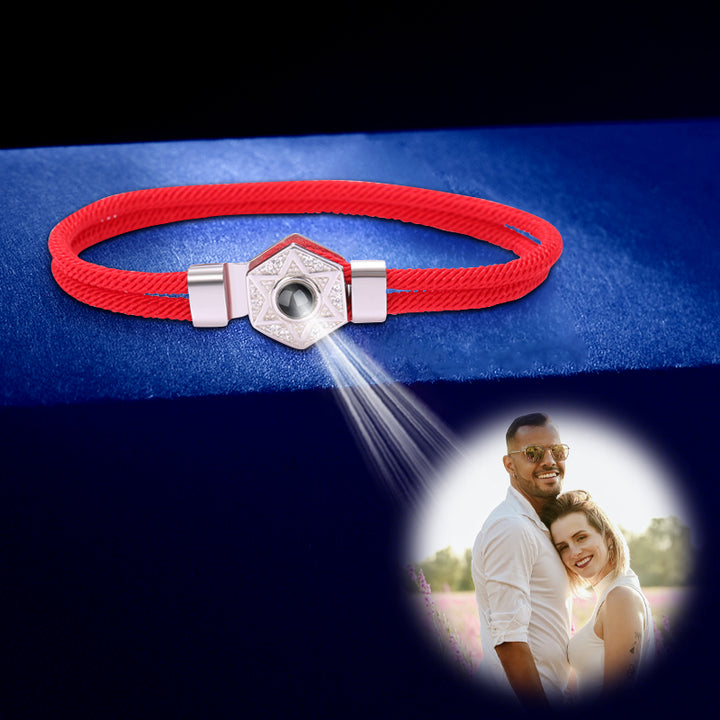 Star Of David Photo Projection Bracelet For Him And Her Custom Matching Bracelets S925 - Oarse