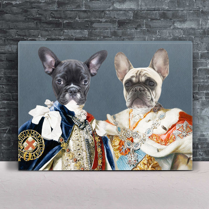 Custom The Royal Couple Pet Portrait Canvas for Couples, Pet and Pet Owner, Pet Couples - Oarse