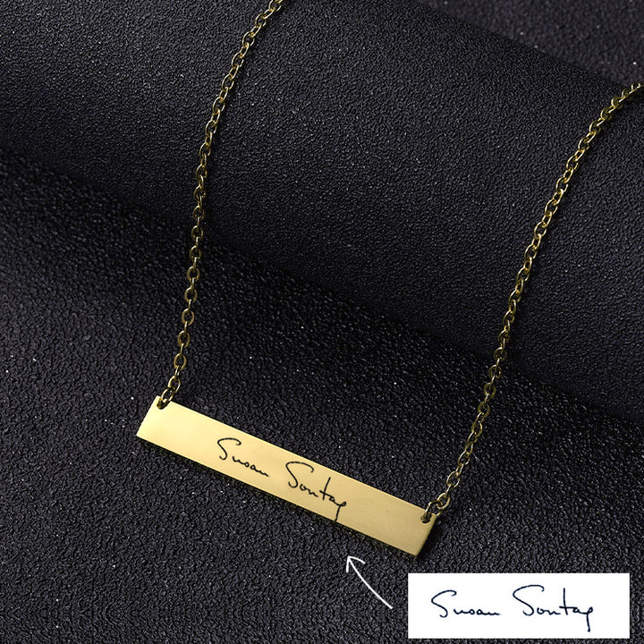 Custom Signature Necklace Handwriting Bar Necklace Actual Handwriting Gifts - Oarse