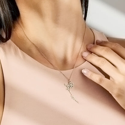 Birthday Flower Necklace Custom Name Pendant Necklace - Oarse
