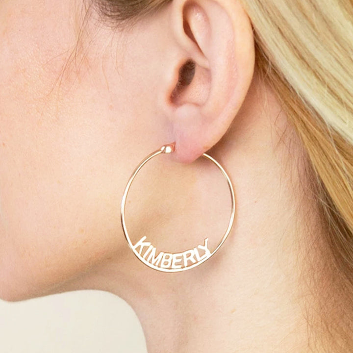 Custom Name Hoop Earrings, Earrings With Name On Them - Oarse