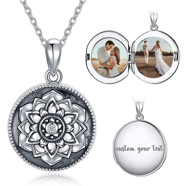 Personalized Photo Locket Necklace, Sterling Silver Lockets With Chains - Oarse