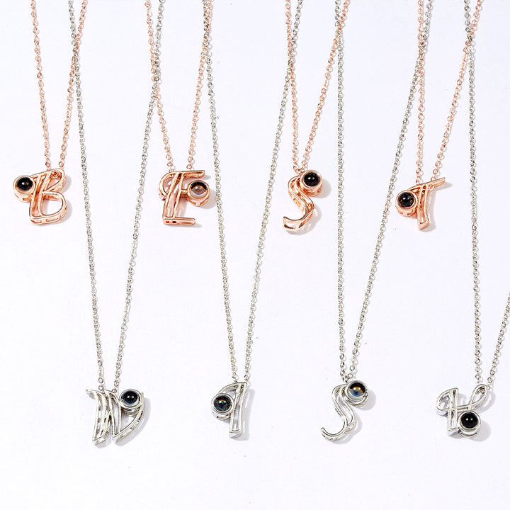 Personalized Photo Projection Necklace Initials Necklace With Photo Projection - Oarse