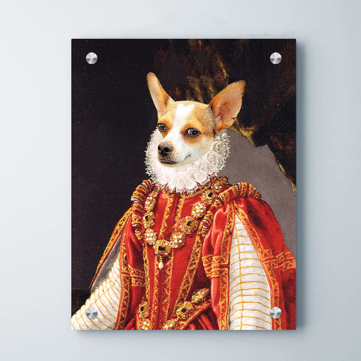 Custom Renaissance Pet Portrait Canvas Wall Art Prints- The Queen of Roses Pet Paintings - OARSE