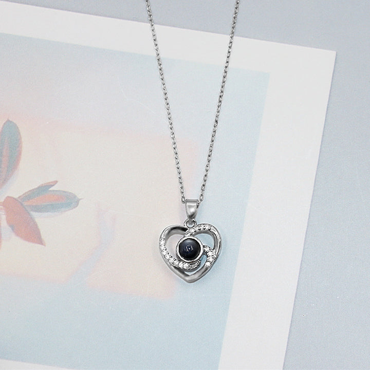 Heart Pendant Projection Necklace With Photo Inside - Oarse