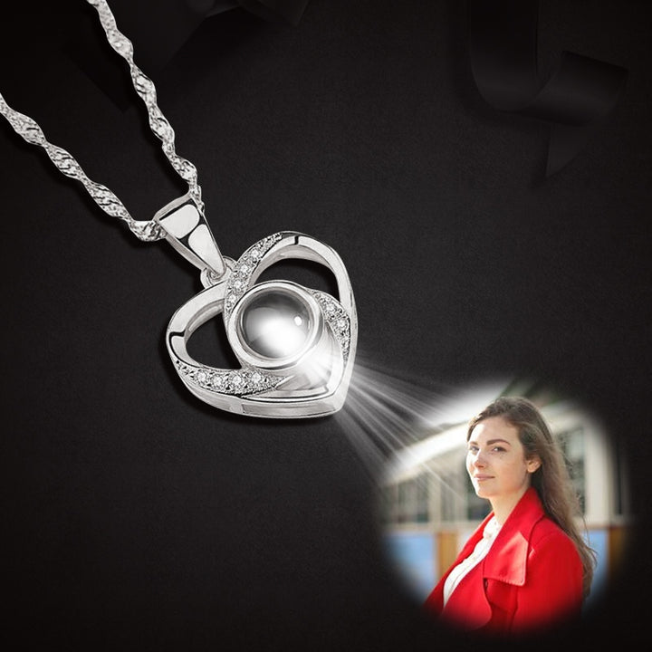 Heart Pendant Projection Necklace With Photo Inside - Oarse