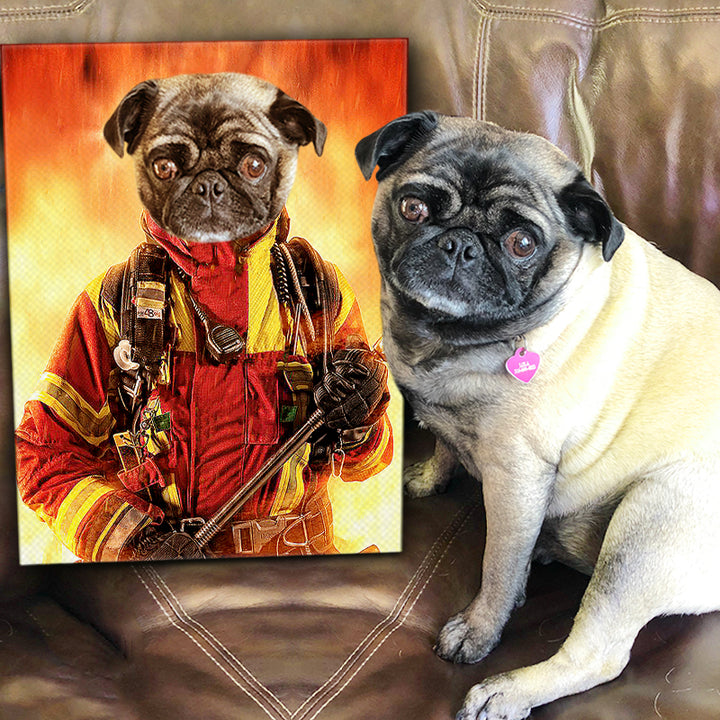 Personalized Pet Firefighter Canvas - Oarse