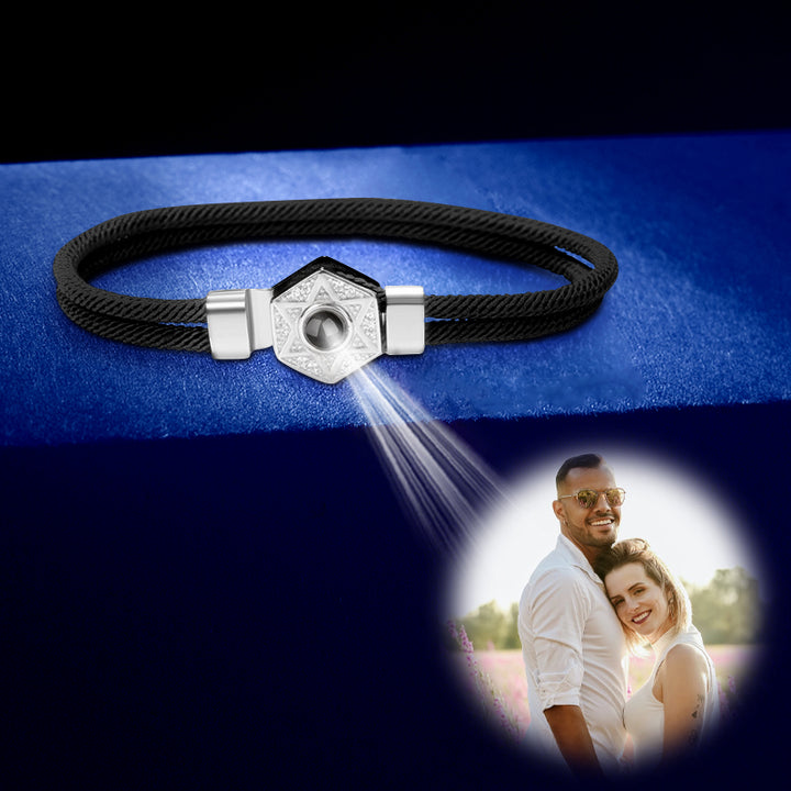 Star Of David Photo Projection Bracelet For Him And Her Custom Matching Bracelets S925 - Oarse
