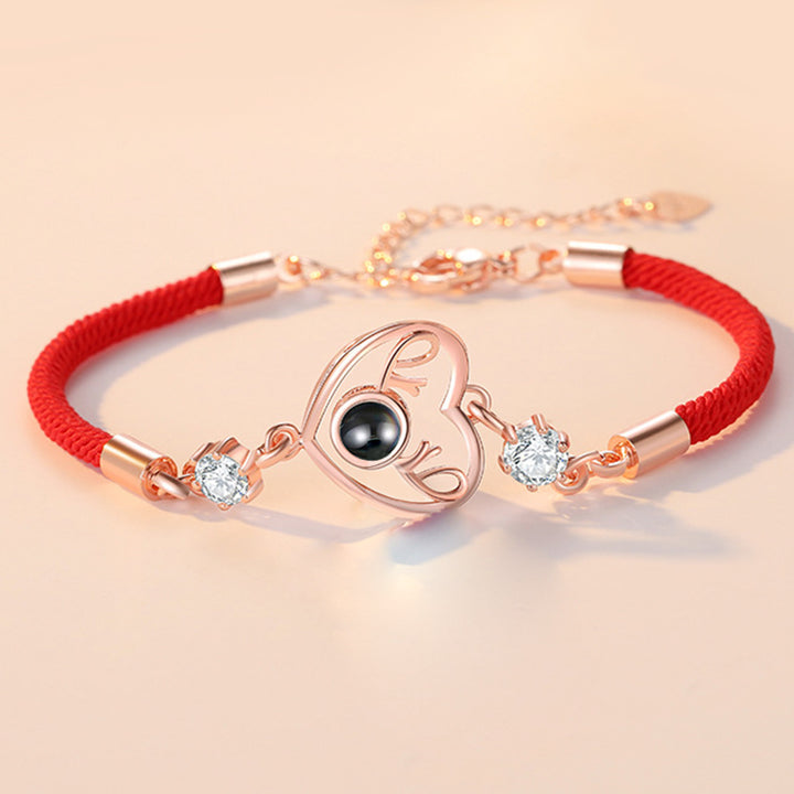Heart Antlers Photo Projection Bracelet Personalized Braided Rope Bracelets - Oarse