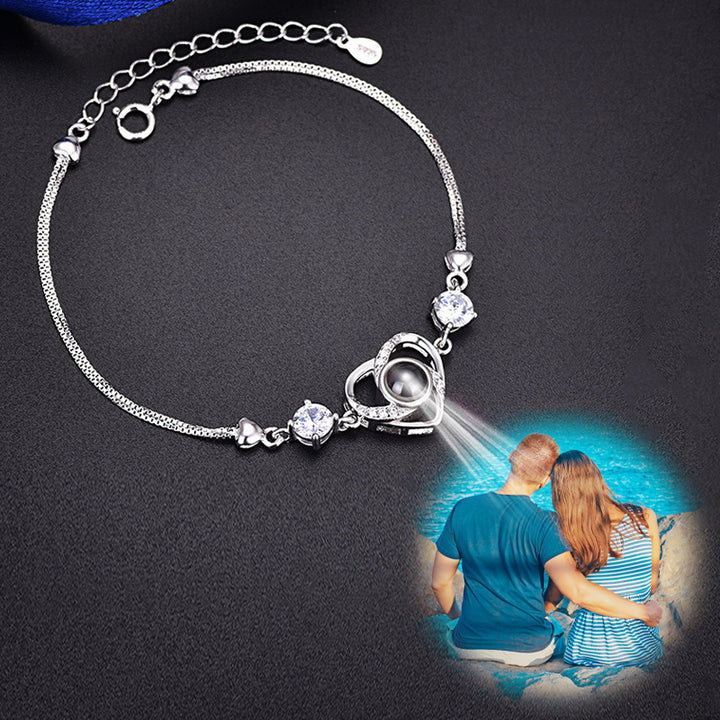 Personalized Photo Projection Bracelet Heart 925 Silver Bracelet - Oarse