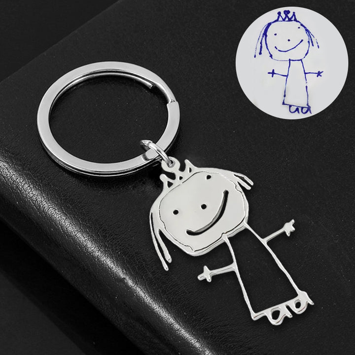 Kids Drawing Keychain, Memorial Keychain For Mom, Father, Couple, Kids - Oarse