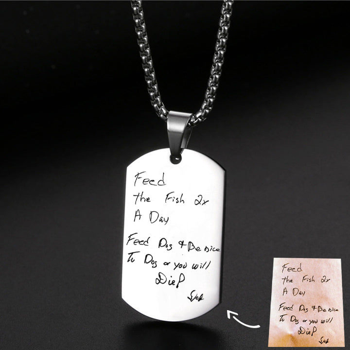 Personalized Dog Tags For Men Signature Necklace Of A Loved One's Handwriting - Oarse