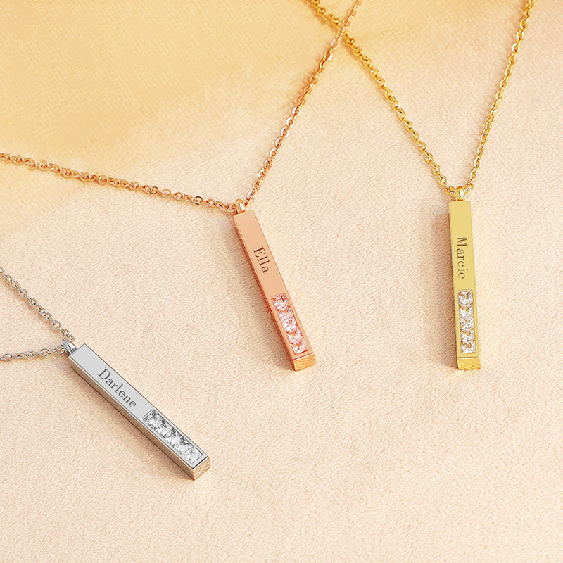 Stereo Bar Handwriting Engraved Jewelry, Diamond Personalized Handwriting Jewelry - Oarse