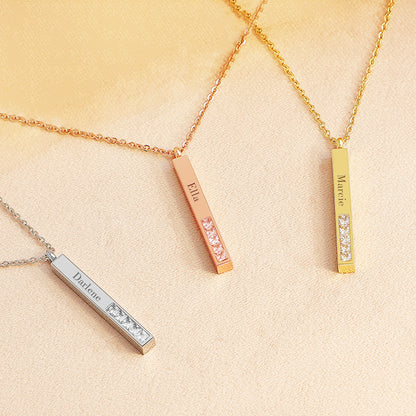 Stereo Bar Handwriting Engraved Jewelry, Diamond Personalized Handwriting Jewelry - Oarse