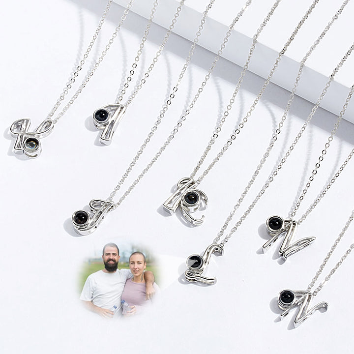 Personalized Photo Projection Necklace Initials Necklace With Photo Projection - Oarse