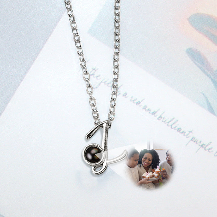 Personalized Photo Projection Necklace Initials Necklace With Photo Projection - Oarse