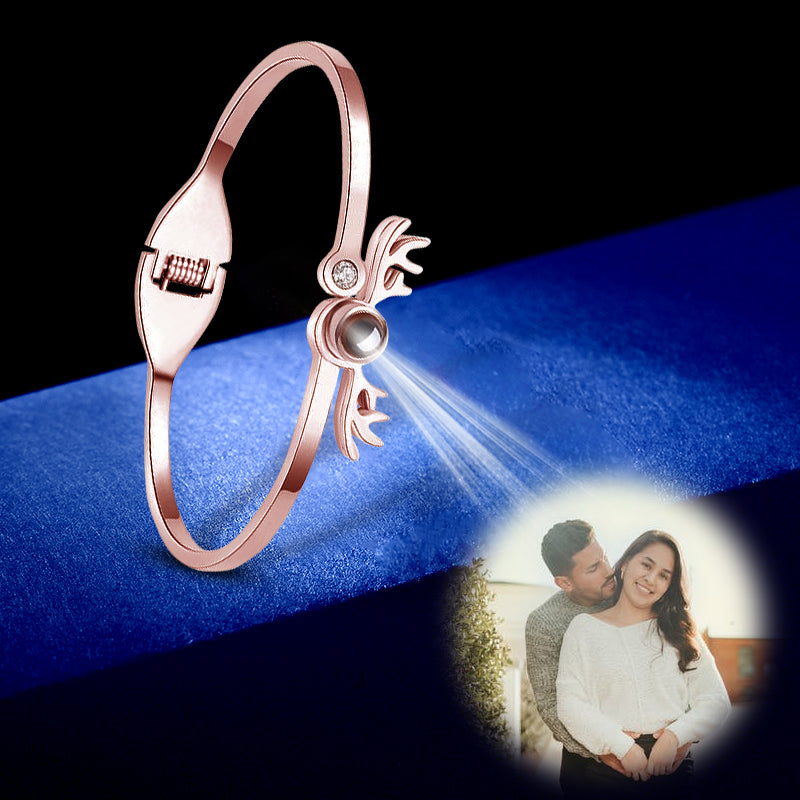 Antlers With Rhinestone Photo Projection Bracelet Custom Picture Bracelet - Oarse