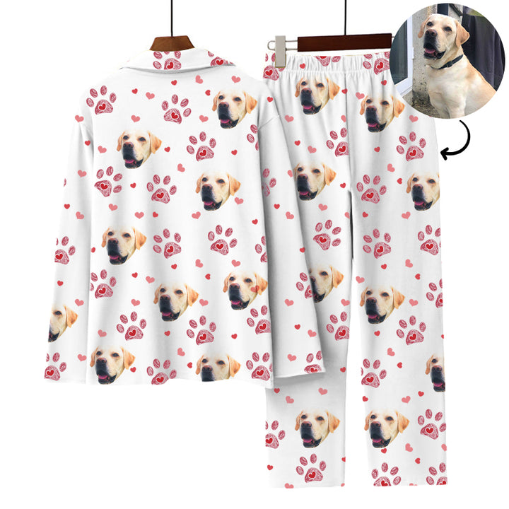 Custom Pet Picture Pajamas Pants with Dog Photo, Pawprint Made from Your Pet - OARSE