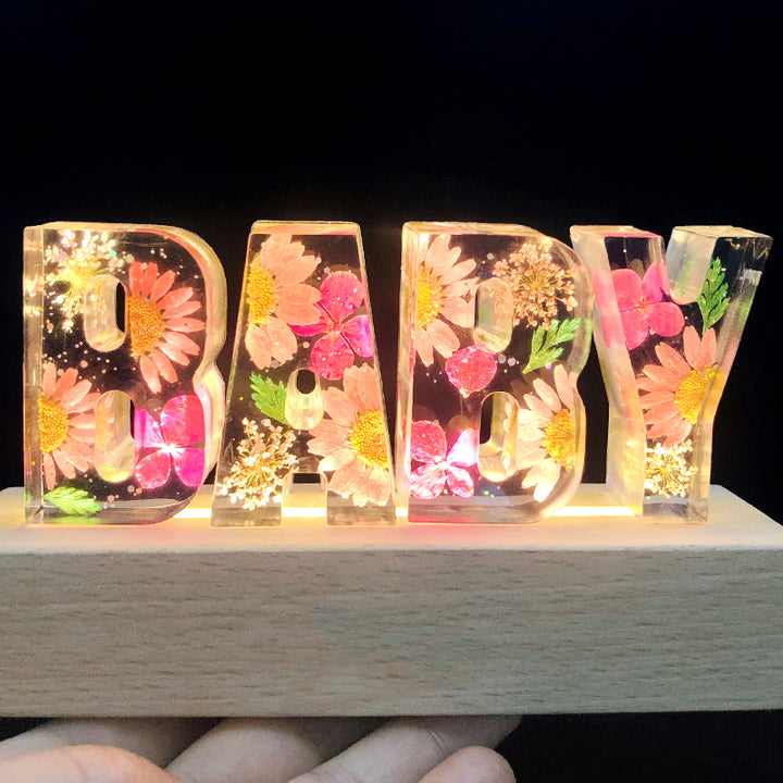 Custom Letter Led Lights, Daisy Night Light, Dried Flowers For Valentines, Christmas - Oarse