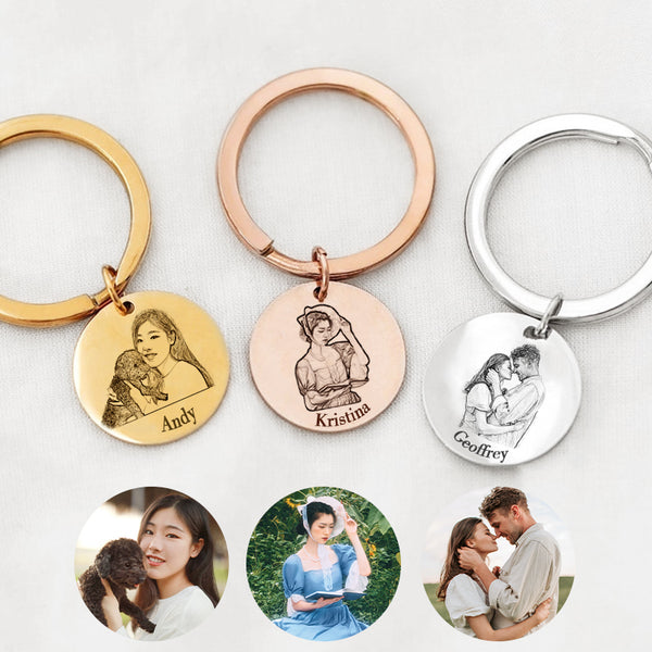 Personalized Keychains With Pictures, Photo Engraved Keychain - Oarse