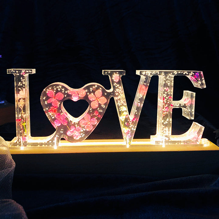 Personalized Night Light With Flowers Letters - Oarse