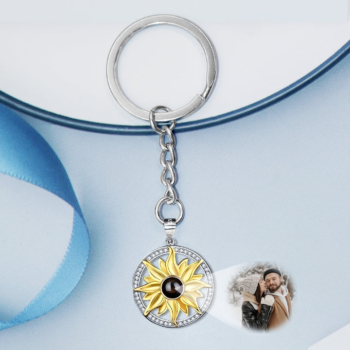 Sunflower Personalized Projection Keychain Photo Projection Keychain For Him Her - Oarse
