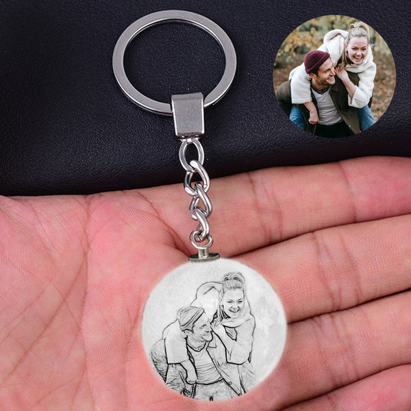 Photo Moon Lamp Keychain Personalized Keychains For Couples - Oarse