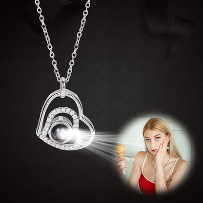 3 Heart Necklace Personalized Projection Photo Necklace - Oarse