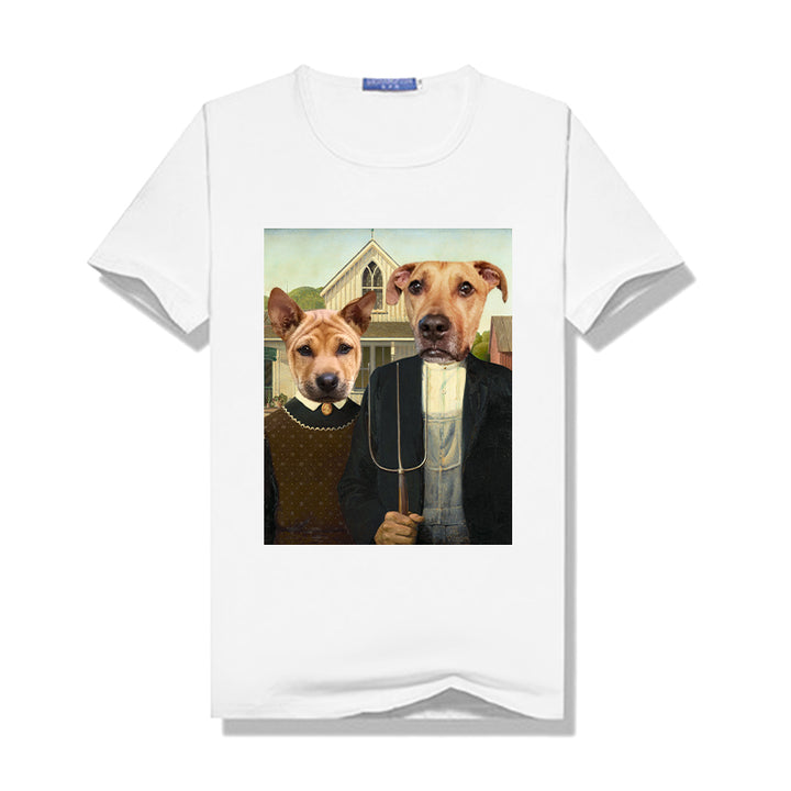 American Gothic Personalized Pet Face Women T Shirt - Oarse