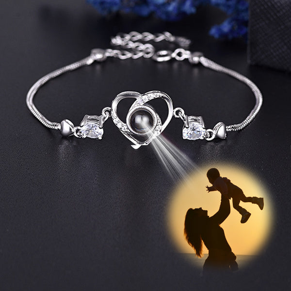 Personalized Photo Projection Bracelet Heart 925 Silver Bracelet For Mother - Oarse