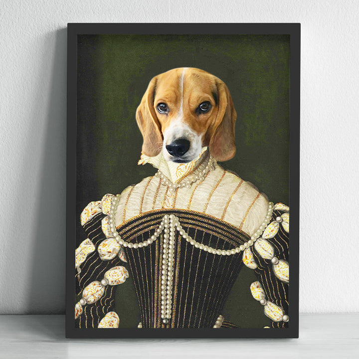 Custom Renaissance Dog Painting Canvas Art Personalized Pearl Lady Pet Portrait - OARSE