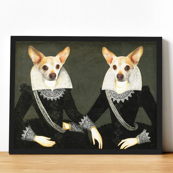 Customized Pet Portrait Canvas Art Personalized Cat Renaissance Painting - The Sisters - OARSE