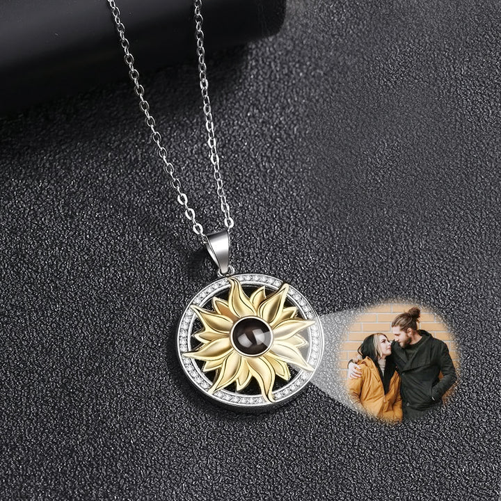Personalised Projection Photo Necklace Sunflower Photo Projection Necklace - Oarse
