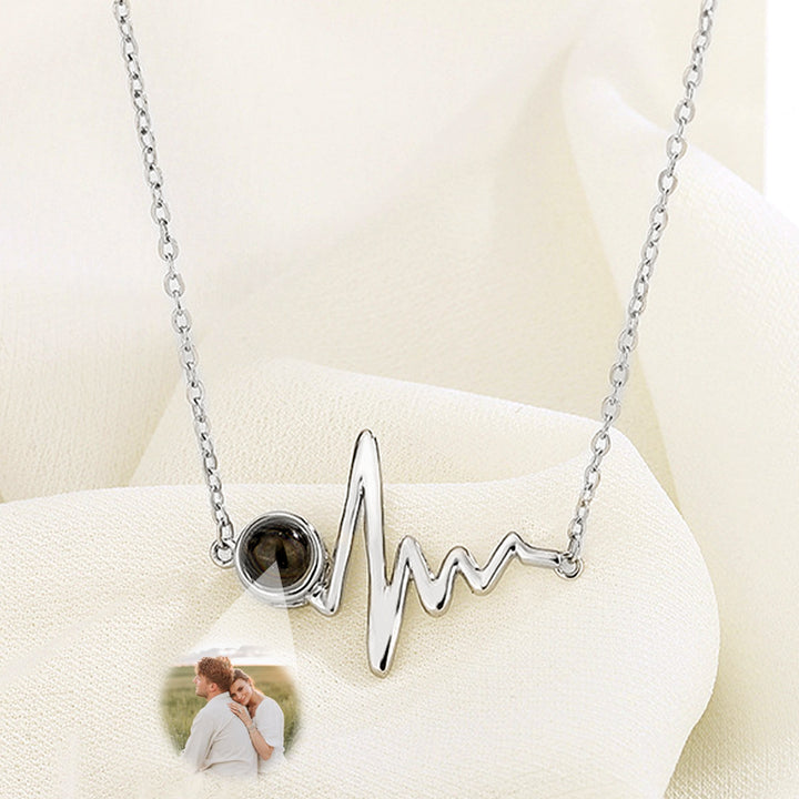 Custom Heartbeat Necklace EKG Photo Projection Jewelry - Oarse