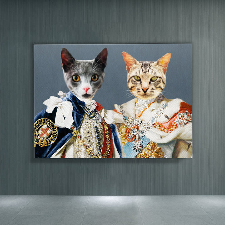 Custom The Royal Couple Pet Portrait Canvas for Couples, Pet and Pet Owner, Pet Couples - Oarse