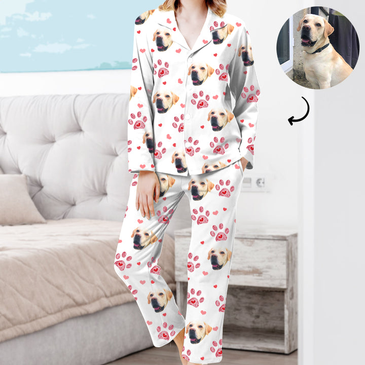 Custom Pet Picture Pajamas Pants with Dog Photo, Pawprint Made from Your Pet - OARSE