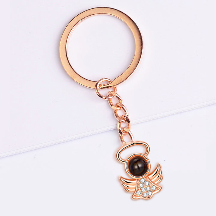 Guardian Angel Keychain Personalized Photo Projection Keychain - Oarse