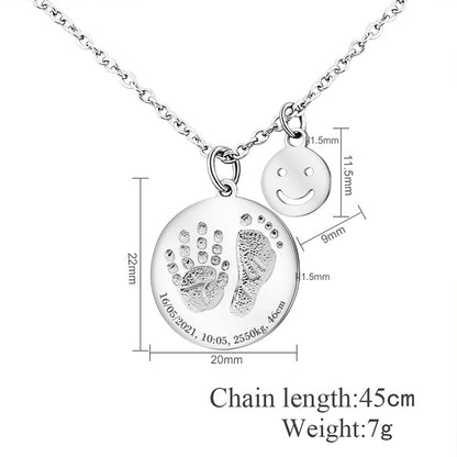 Baby Birth Card Name Engraved Necklace, Smile Personalized Memorial Jewelry - Oarse