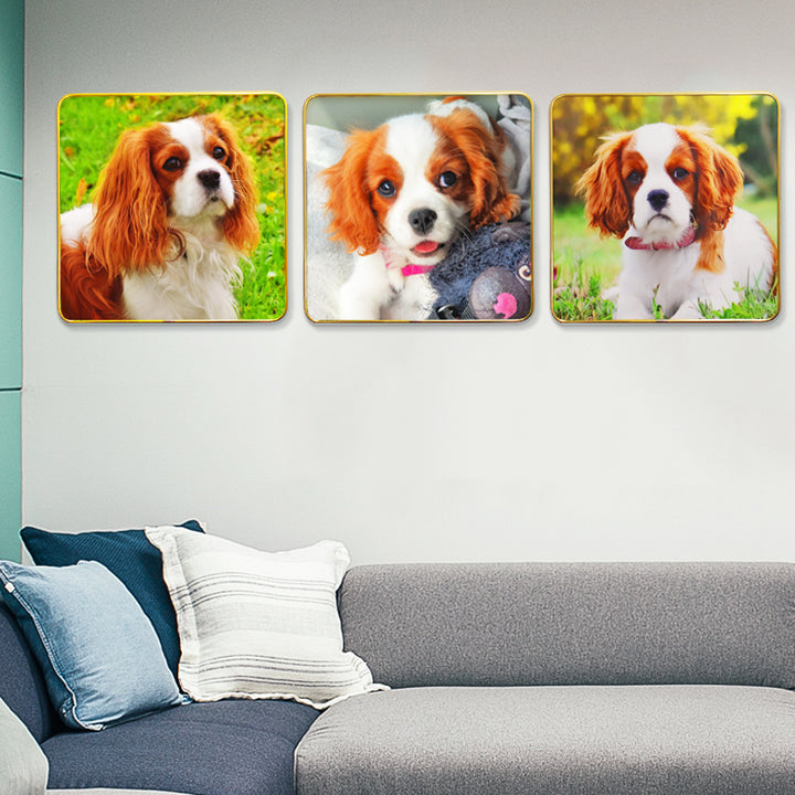 Multi-Panel Personalized Pet Photo Canvas Wall Art Sets Customized Dog Portraits Painting Pictures - OARSE