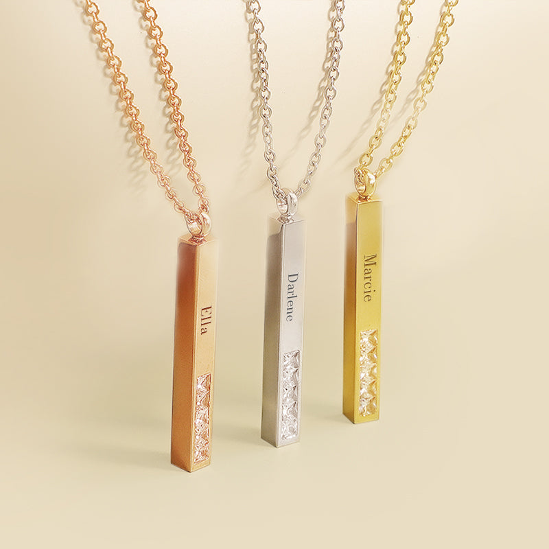Stereo Bar Handwriting Engraved Jewelry, Diamond Personalized Handwriting Jewelry - Oarse