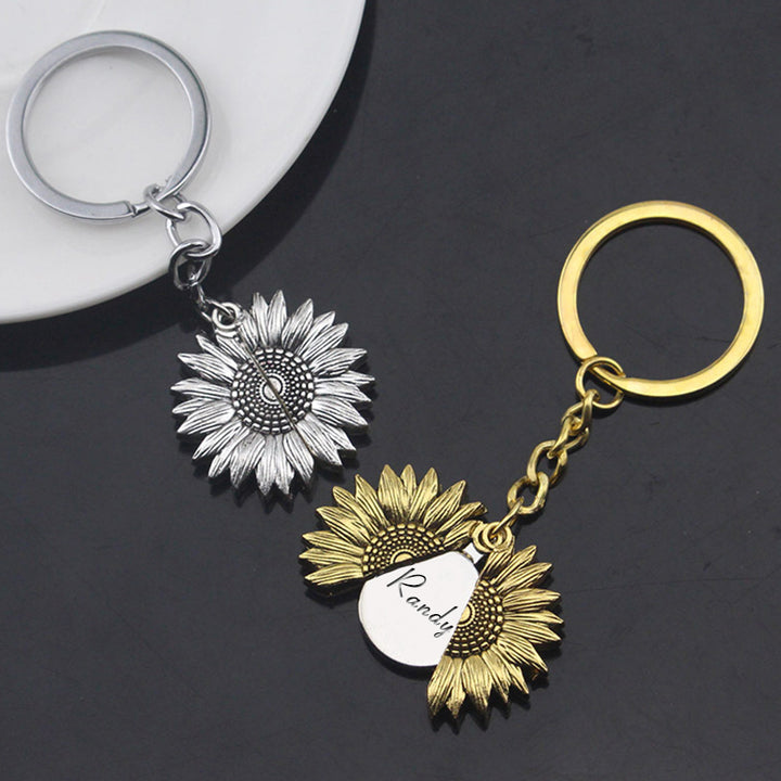 Sunflower Photo Locket Keychain Picture Keychain For Boyfriend Girlfriend - Oarse