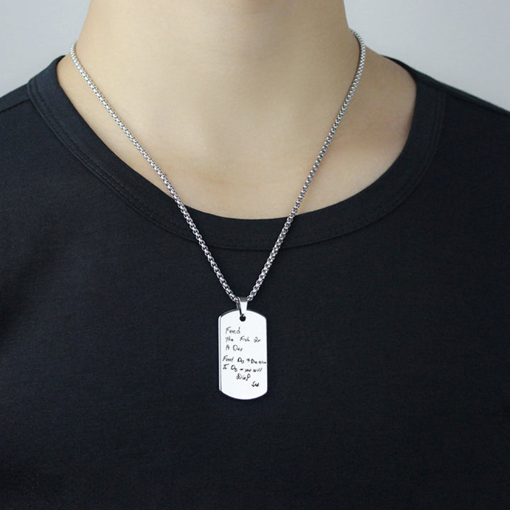 Personalized Dog Tags For Men Signature Necklace Of A Loved One's Handwriting - Oarse