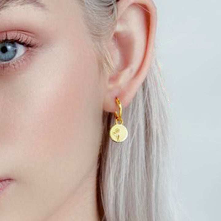 Circle Custom Made Earrings, Design Your Own Earrings With Birthday Flower - Oarse