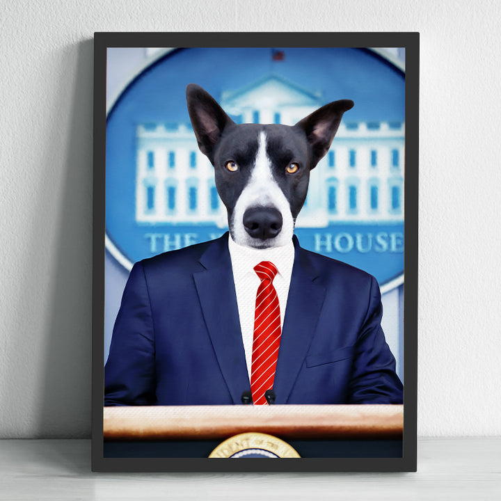Pet Canvas Art Personalized Dog Portraits Painting With Picture Of Pet Face- The President - OARSE