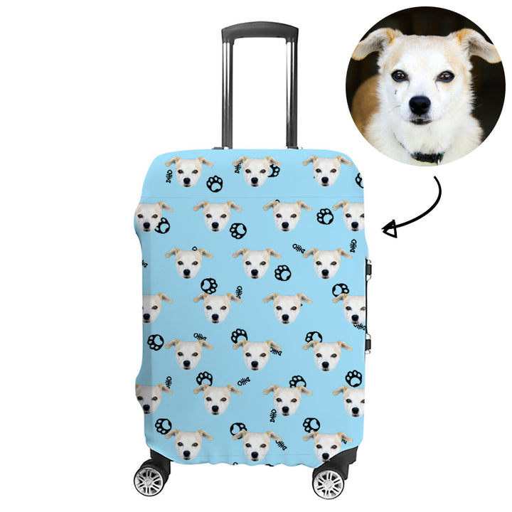 Custom Luggage Covers Pet Face And Paw Luggage Cover Protector - Oarse
