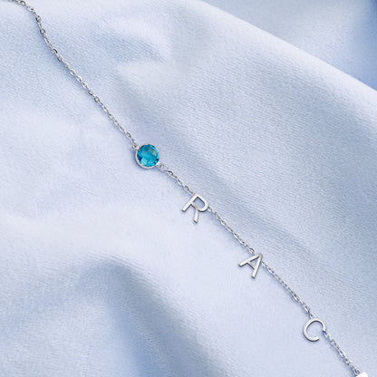 Initials Name Pendant Necklace, Birthstone Customized Name Pendant - Oarse