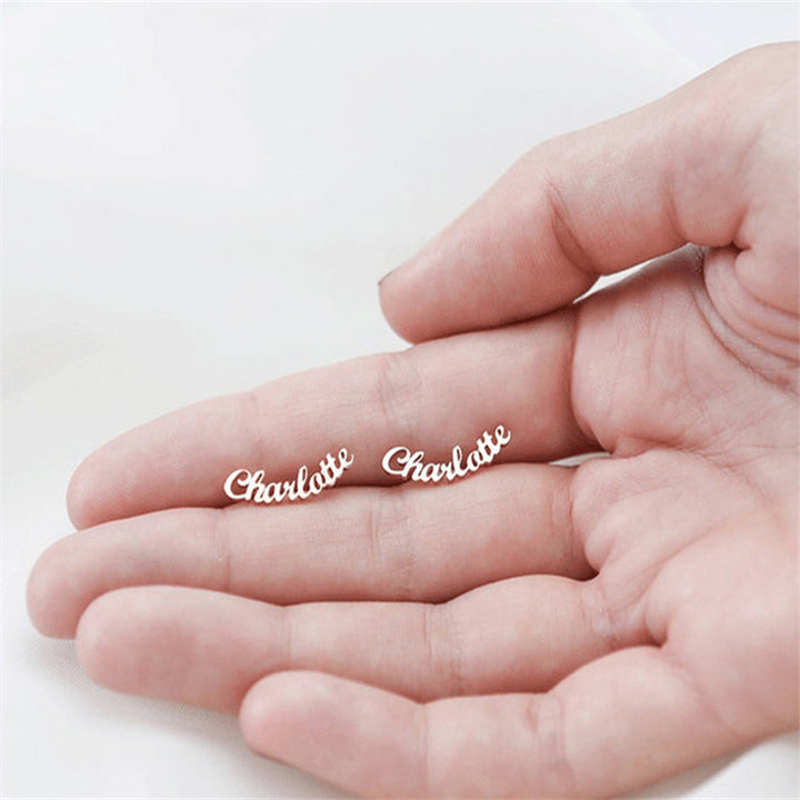 Custom Name Earrings Studs, Name Earrings Stud - Oarse