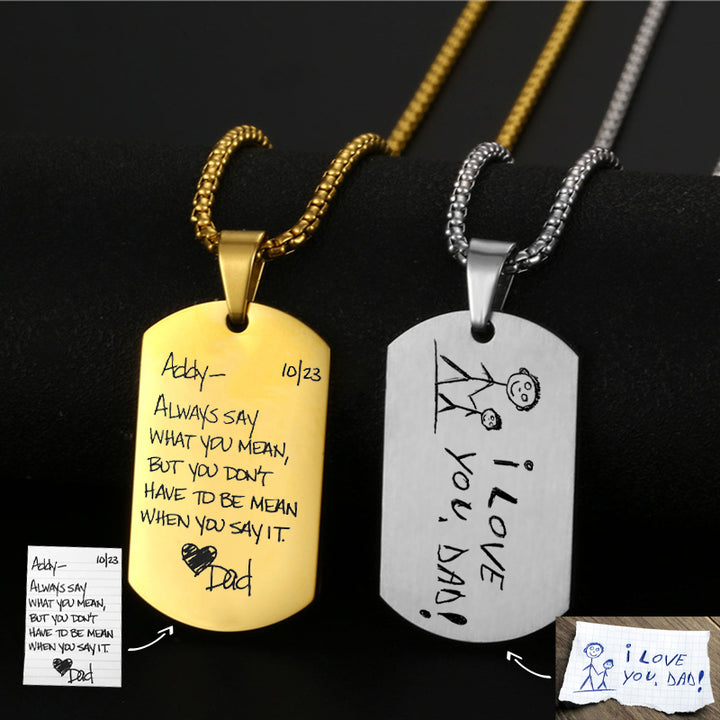 Personalized Dog Tags For Men Signature Necklace Of A Loved One's Handwriting - Oarse