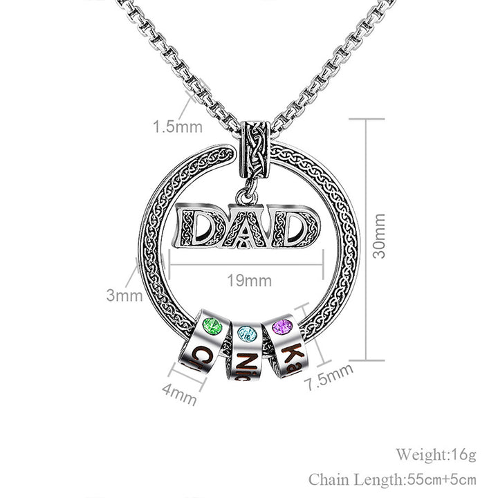 Stainless Steel Beads Name Engraved Necklace, Birthstone Name Tag Necklace - Oarse