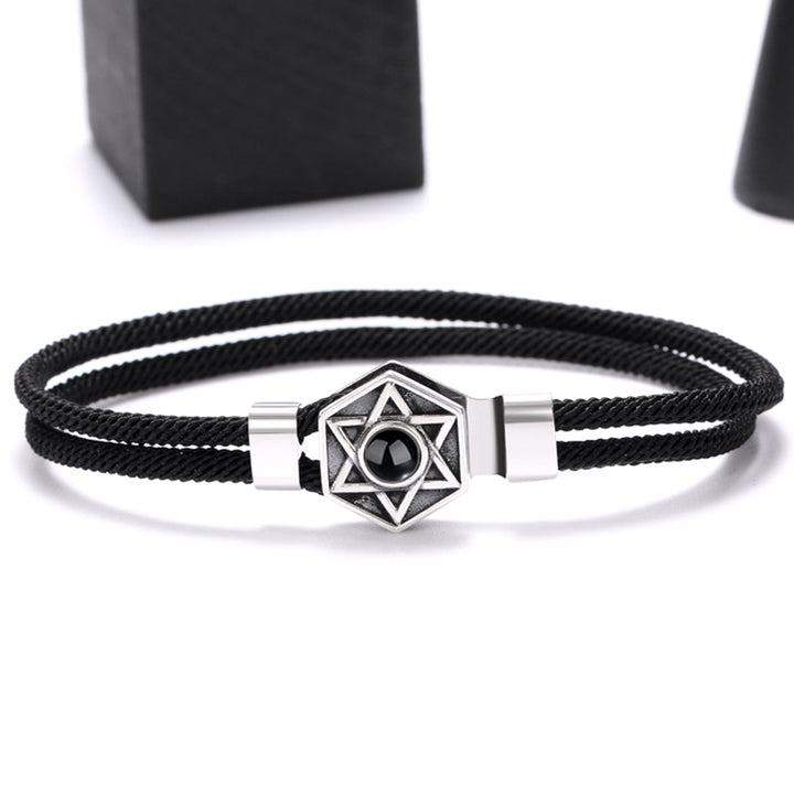 Star Of David Photo Projection Bracelet For Him And Her Custom Matching Bracelets S925 - Oarse